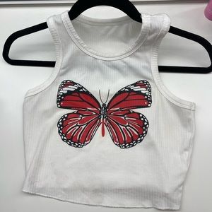 super cute red butterfly racer back